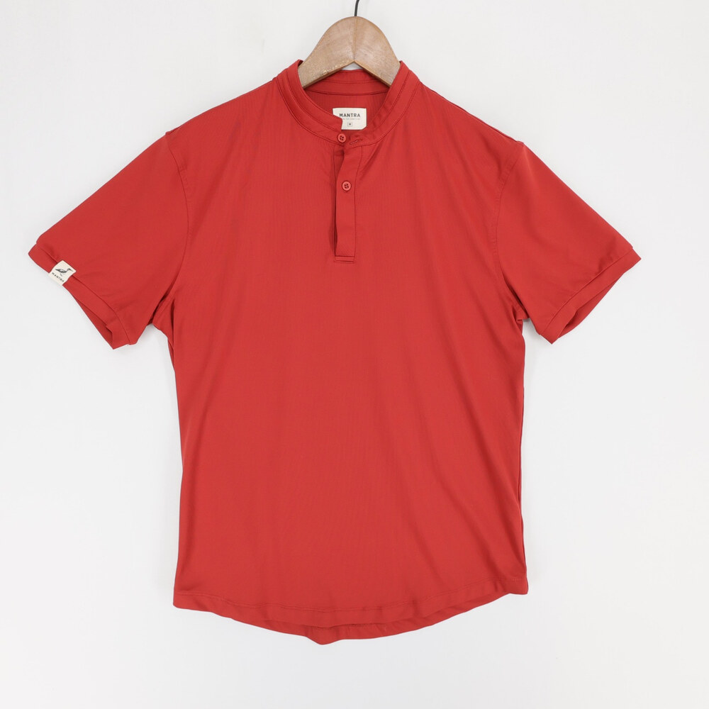 Mantra Catalyst Polo Shirt Mens M Red Band Collar Short Sleeve Performance Golf